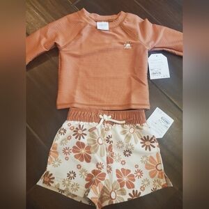 Swim Set Rush Guard And Swim Trunks Size 6 Month New With Tags